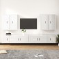 Set Mobili Porta TV 8pz Bianco Lucido in Legno Multistrato Set Mobili Porta TV 8pz Bianco Lucido in Legno Multistrato