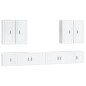 Set Mobili Porta TV 8pz Bianco Lucido in Legno Multistrato Set Mobili Porta TV 8pz Bianco Lucido in Legno Multistrato
