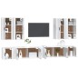 Set Mobili Porta TV 8pz Bianco Lucido in Legno Multistrato Set Mobili Porta TV 8pz Bianco Lucido in Legno Multistrato