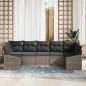 vidaXL Set di divani da giardino 7 pezzi con cuscini grigi in poly rattan.