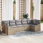 vidaXL Set di divano da giardino 7 pezzi con cuscini beige in polirattan
