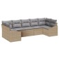vidaXL Set di divano da giardino 7 pezzi con cuscini beige in polirattan