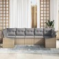 vidaXL Set di divano da giardino 7 pezzi con cuscini beige in polirattan