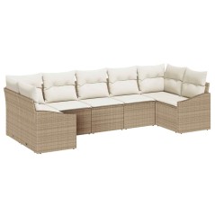 vidaXL Set divano da giardino 7 pezzi con cuscini beige in rattan sintetico