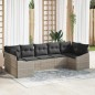 vidaXL Set da giardino in polirattan con 7 pezzi e cuscini grigio chiaro