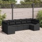 vidaXL Set divano da giardino 7 pezzi con cuscini in polirattan nero