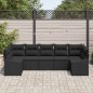 vidaXL Set divano da giardino 7 pezzi con cuscini in polirattan nero