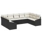 vidaXL Set di divano da giardino a 9 pezzi di , con cuscini neri in polyrattan vidaXL Set di divano da giardino a 9 pezzi di , con cuscini neri in polyrattan