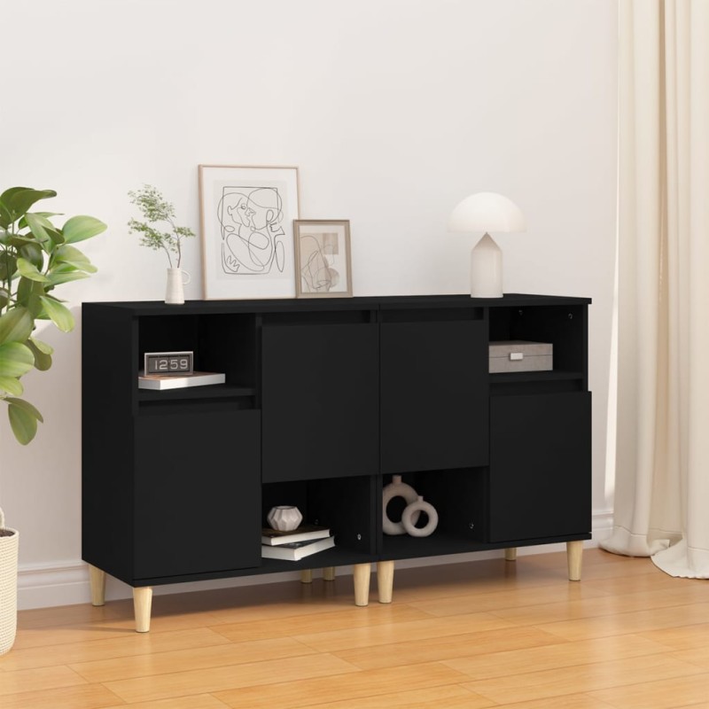Credenze 2pz Nere 60x35x70 cm in Legno Multistrato Credenze 2pz Nere 60x35x70 cm in Legno Multistrato