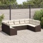 vidaXL Set di divani da giardino 9 pezzi con cuscini marroni in rattan sintetico