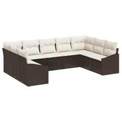 vidaXL Set di divani da giardino 9 pezzi con cuscini marroni in rattan sintetico