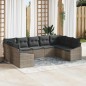 vidaXL Set da Giardino 9 Pezzi con Cuscini Grigi in Polyrattan