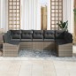 vidaXL Set da Giardino 9 Pezzi con Cuscini Grigi in Polyrattan