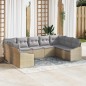 vidaXL Set Giardino 9 Pezzi con Cuscini Beige in Polyrattan