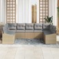 vidaXL Set Giardino 9 Pezzi con Cuscini Beige in Polyrattan