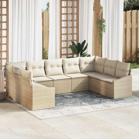 vidaXL Set da giardino 9 pezzi con cuscini beige in rattan sintetico