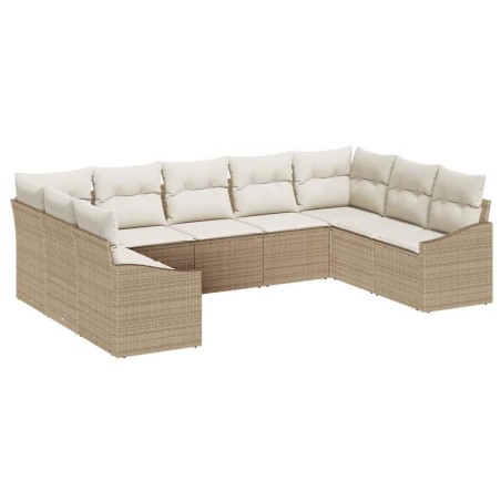 vidaXL Set da giardino 9 pezzi con cuscini beige in rattan sintetico