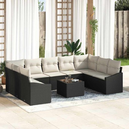 vidaXL Set di mobili da giardino 9 pezzi con cuscini marroni in rattan sintetico