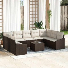 vidaXL Set da Giardino di 9 Pezzi con Cuscini Grigio in Rattan Sintetico