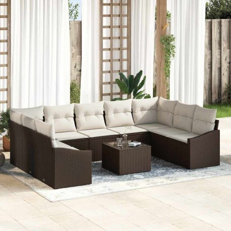 vidaXL Set da Giardino di 9 Pezzi con Cuscini Grigio in Rattan Sintetico