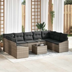 vidaXL Set da giardino 10 pezzi con cuscini neri in rattan sintetico