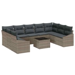 vidaXL Set da giardino 10 pezzi con cuscini neri in rattan sintetico