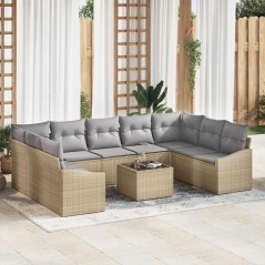 vidaXL Set da Giardino 10 Pezzi con Cuscini Neri in Rattan