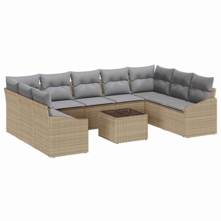 vidaXL Set da Giardino 10 Pezzi con Cuscini Neri in Rattan