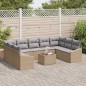 vidaXL Set da Giardino 10 Pezzi con Cuscini Neri in Rattan