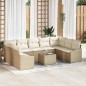 vidaXL Set Divano da Giardino da 10 Pezzi con Cuscini Marrone in Rattan Tecnico
