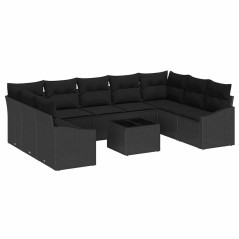 vidaXL Set di Divani da Giardino a 10 Pezzi con Cuscini Beigi in Rattan e Poliestere.