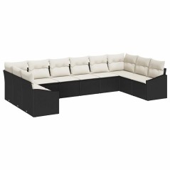 vidaXL Set di divani da giardino in 10 pezzi con cuscini neri in rattan sintetico