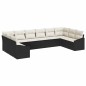 vidaXL Set di divani da giardino in 10 pezzi con cuscini neri in rattan sintetico
