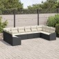 vidaXL Set di divani da giardino in 10 pezzi con cuscini neri in rattan sintetico