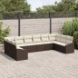 vidaXL Set da Giardino in 10 Pezzi con Cuscini Marroni in Rattan Sintetico