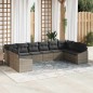 vidaXL Set Divano da Giardino 10 Pezzi con Cuscini Grigi in Rattan Sintetico di