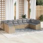 vidaXL Set di Divani da Giardino da 10 Pezzi con Cuscini Beige in Rattan Sintetico