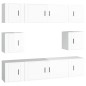Set Mobili Porta TV 8pz Bianco Lucido in Legno Multistrato Set Mobili Porta TV 8pz Bianco Lucido in Legno Multistrato