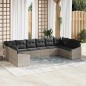 vidaXL Set da Giardino in 10 Pezzi con Cuscini Grigio Chiaro in Rattan Sintetico