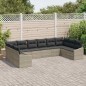 vidaXL Set da Giardino in 10 Pezzi con Cuscini Grigio Chiaro in Rattan Sintetico