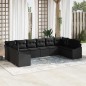vidaXL Set di divani da giardino da 10 pezzi con cuscini in rattan sintetico nero.