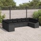 vidaXL Set di divani da giardino da 10 pezzi con cuscini in rattan sintetico nero.