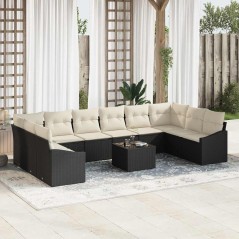 vidaXL Set da Giardino di 10 Pezzi con Cuscini in Rattan Sintetico Marrone