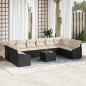 vidaXL Set da Giardino di 10 Pezzi con Cuscini in Rattan Sintetico Marrone