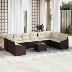 vidaXL Set da giardino in rattan sintetico di , 10 pezzi con cuscini grigi.