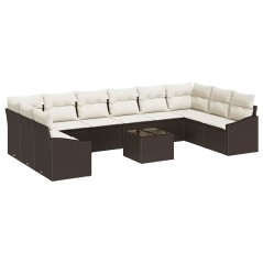 vidaXL Set da giardino in rattan sintetico di , 10 pezzi con cuscini grigi.