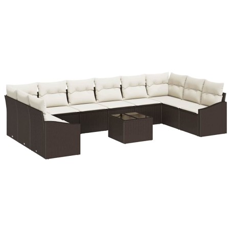 vidaXL Set da giardino in rattan sintetico di , 10 pezzi con cuscini grigi.