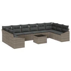 vidaXL Set di divani da giardino da 10 pezzi con cuscini neri in rattan sintetico