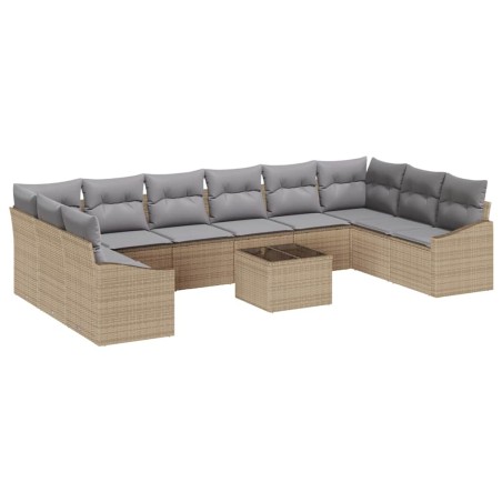 vidaXL Set di divani da giardino in 11 pezzi con cuscini neri in rattan sintetico.