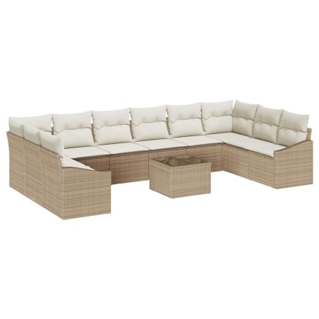 vidaXL Set da Giardino 11 Pezzi con Cuscini in Rattan Sintetico Marrone